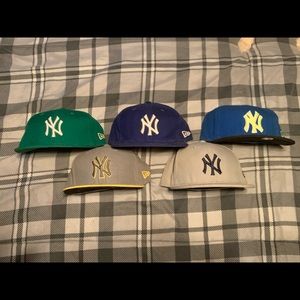 Lot of 5 New Era NY Yankees Fitted Hats 7 5/8